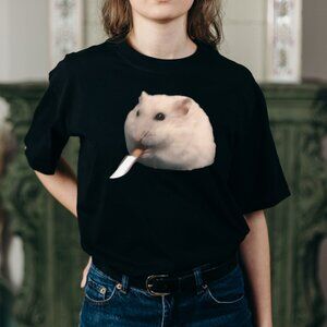 Knife-Wielding Hamster Meme Tee- Funny Hamster Lover Humor Tee